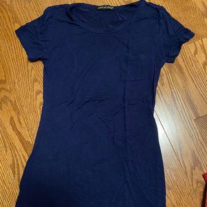 Navy blue short sleeve long shirt